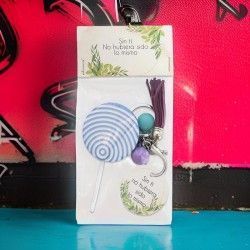 ♥ Llavero Piruleta Azul Frase Boda