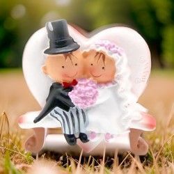 ♥ Imán Novios en Banco Boda